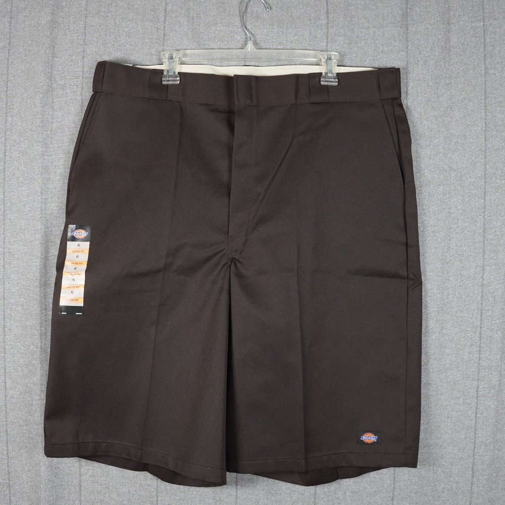 Dickies Mens 42 (Fits 41x13)‎ Loose Fit Work Shorts Dark Brown Flat Front Twill